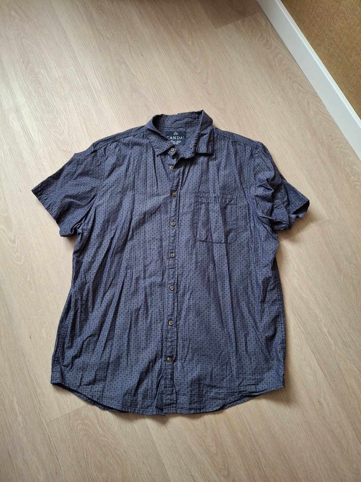 Leuk blouse met printje maat XL korte mouw, Kleding | Heren, Ophalen of Verzenden, Zo goed als nieuw, Blauw, Halswijdte 43/44 (XL)