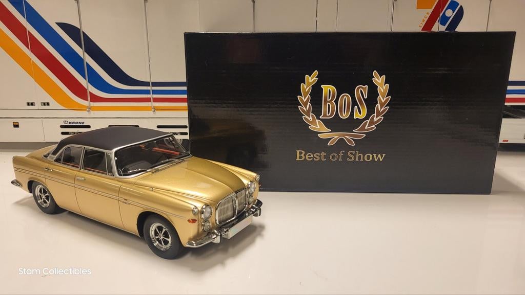 BoS Models Rover P5B Coupe Gold - 1971, Hobby en Vrije tijd, Modelauto's | 1:18, Overige merken, Auto, Ophalen of Verzenden, Zo goed als nieuw
