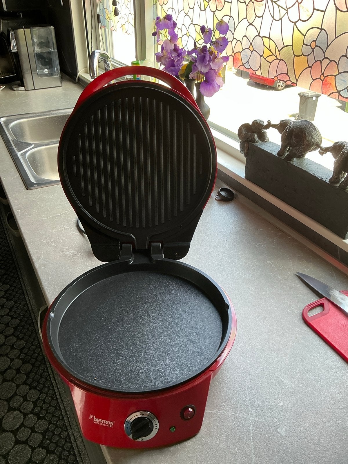 Bestron Viva Italia 2-in-1 Grill en Crêpe Maker Rood, Ophalen of Verzenden, Zo goed als nieuw