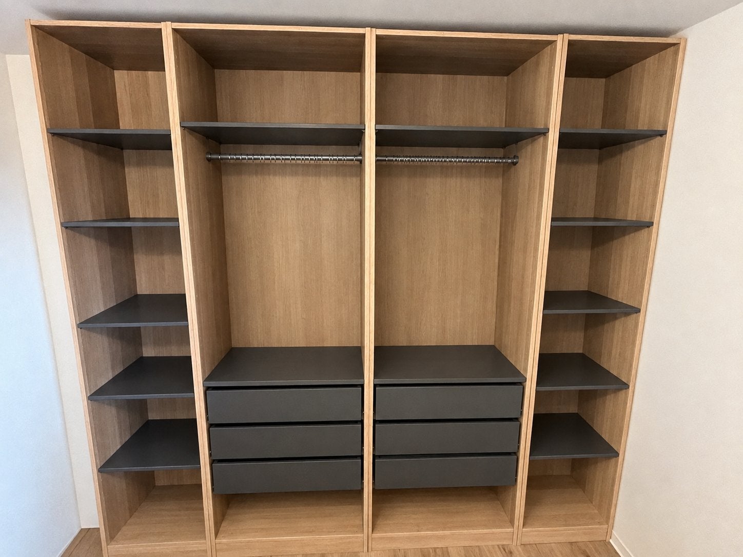 PAX-kledingkast van IKEA met eikenhoutlook, Ophalen, 200 cm of meer, Zo goed als nieuw, Met lade(s)