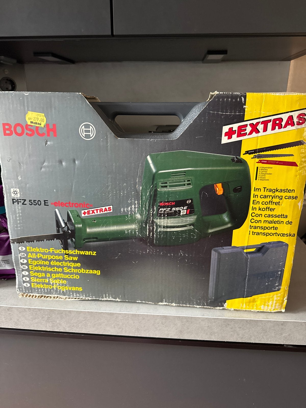 Bosch PFZ 550 E electronic reciprozaag met accessoires, 600 tot 1200 watt, Ophalen of Verzenden, Zo goed als nieuw, 30 tot 70 mm