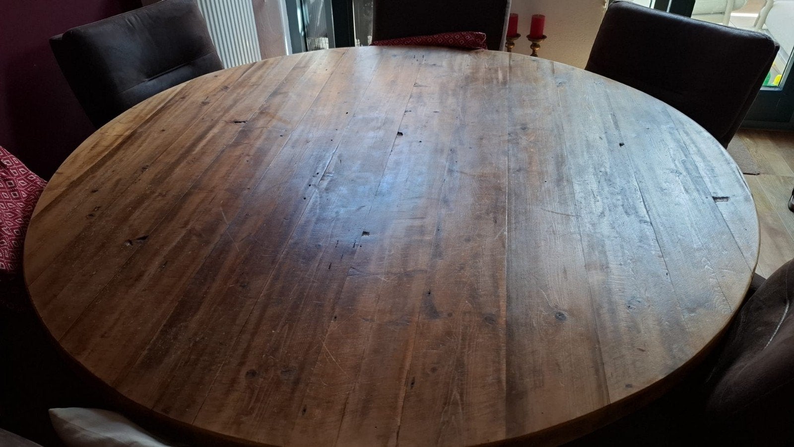 Ronde eettafel van echt mangohout - 170cm diameter, Huis en Inrichting, Tafels | Eettafels, 100 tot 150 cm, 150 tot 200 cm, Rond