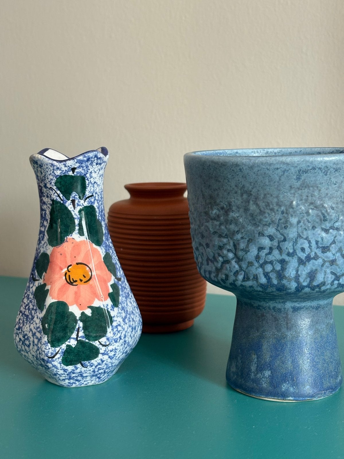 Keramisch trio: Vintage vazen en bloempot, Ophalen