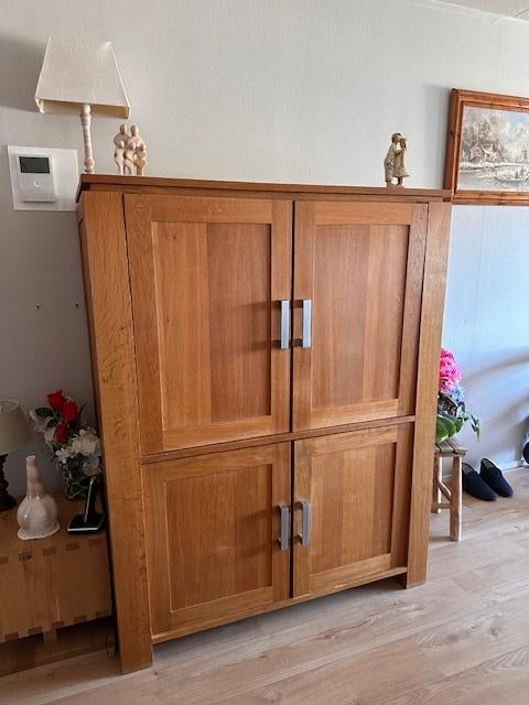 Computerkast, gelakt blank hout, Huis en Inrichting, Ophalen, 70 tot 120 cm, 120 tot 170 cm, Zo goed als nieuw