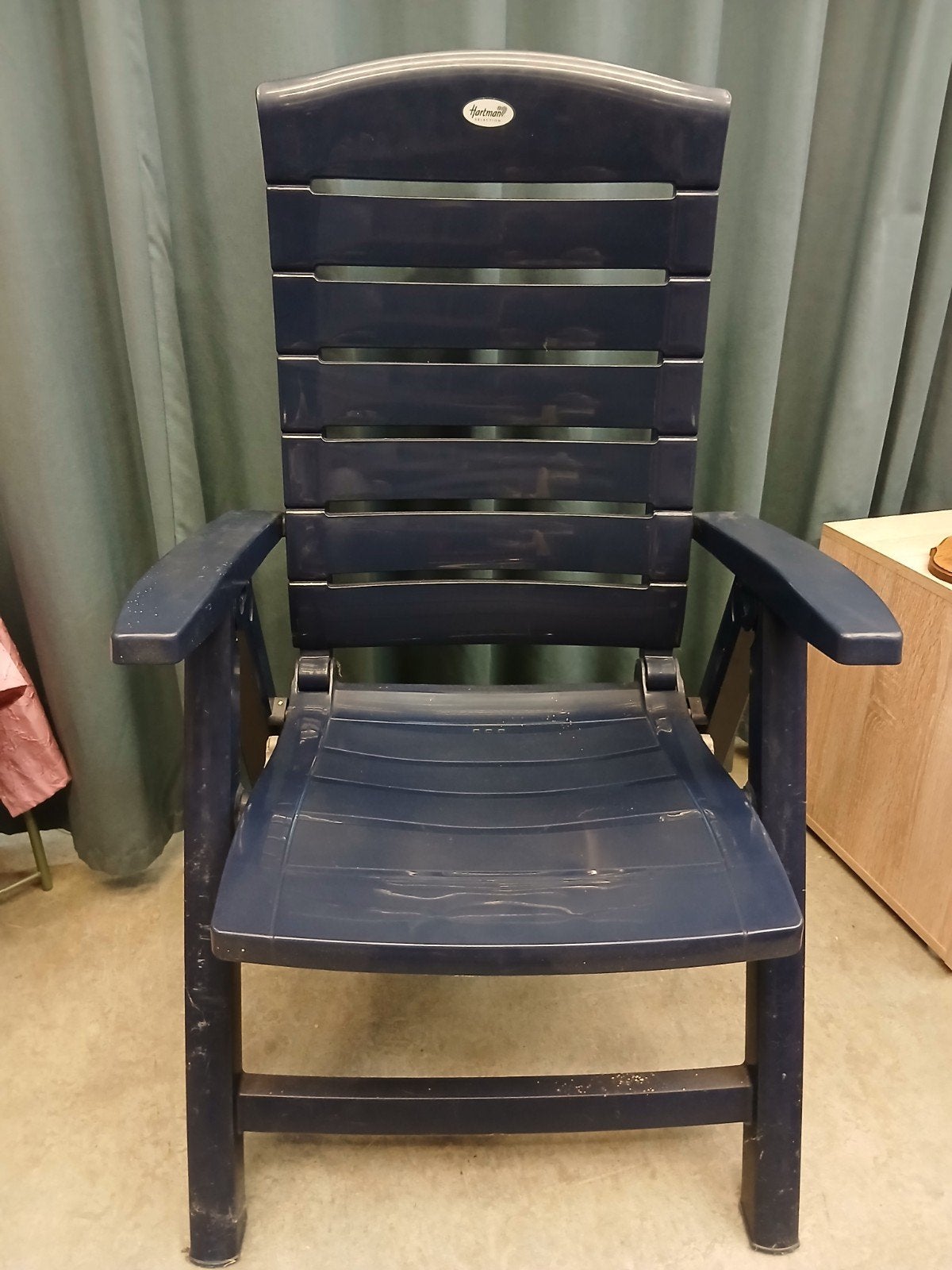 4 Hartman tuinstoelen, blauw, in klapbaar, Tuin en Terras, Ophalen, Gebruikt, Kunststof, Inklapbaar