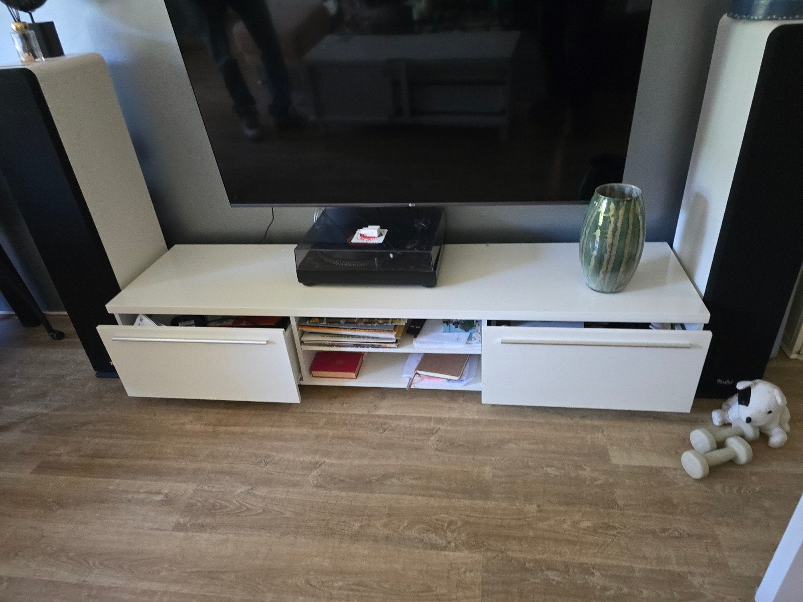 Jysk TV-meubel/kastje met 2 laden - 180x40x35 cm, Gebruikt, 150 tot 200 cm, Ophalen of Verzenden, Minder dan 100 cm
