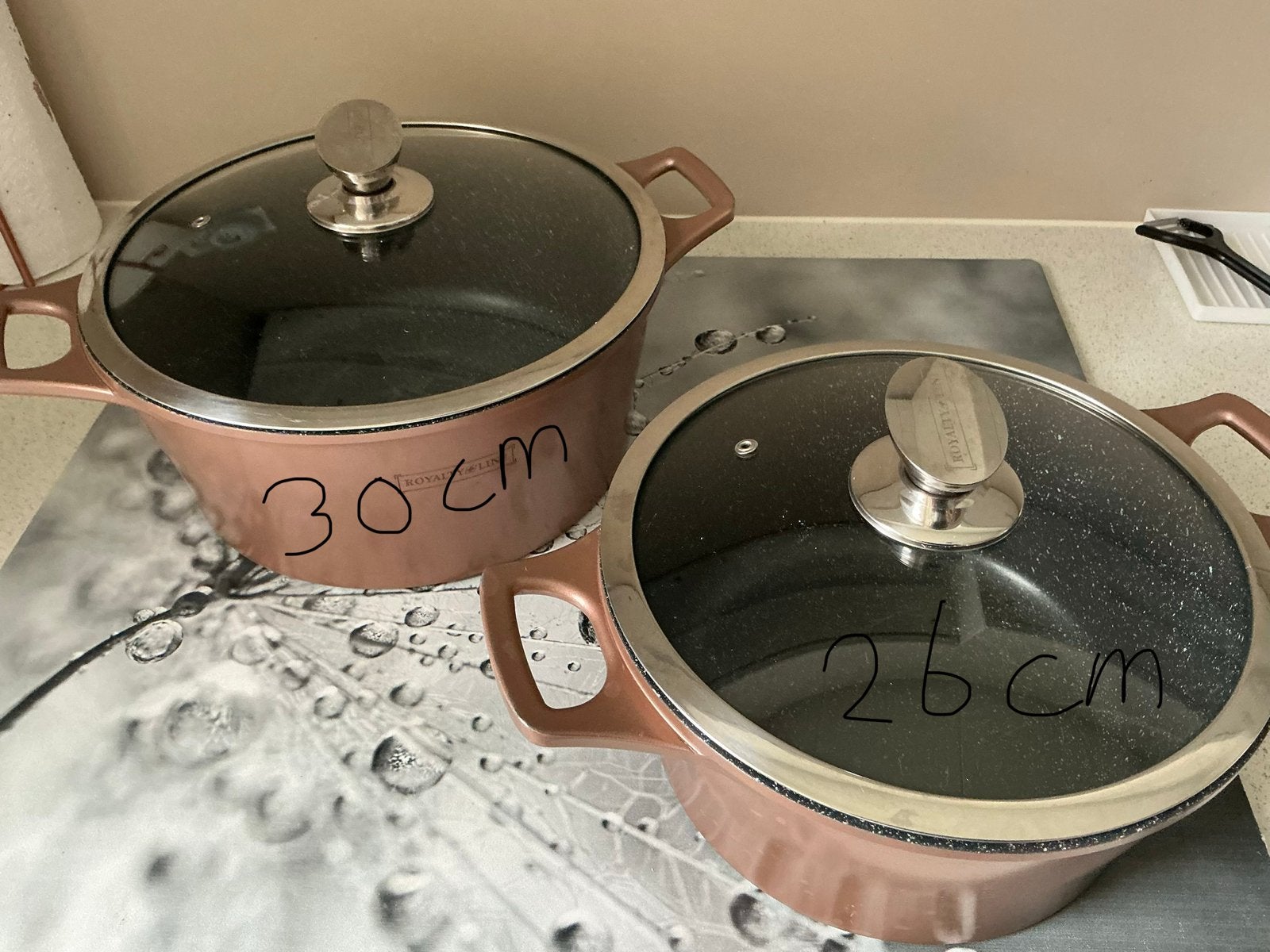 Pannenset Royalty Line - 2 Kookpannen met Deksel, Overige materialen, Gebruikt, Antiaanbaklaag, Pannenset