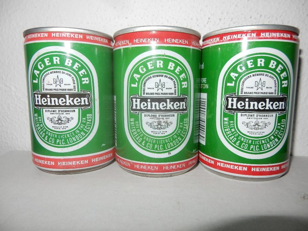 HEINEKEN Lager Beer Bier Blikjes uit ENGELAND 40 jaar oud, Ophalen of Verzenden, Overige typen, Heineken