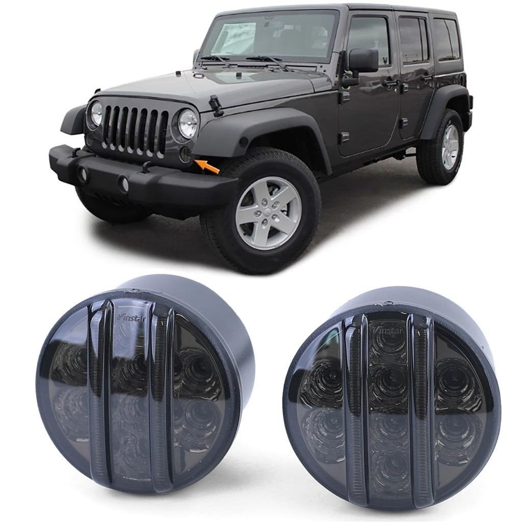 LED Voorknipperlichten Zwart Smoke Jeep Wrangler met Lightba