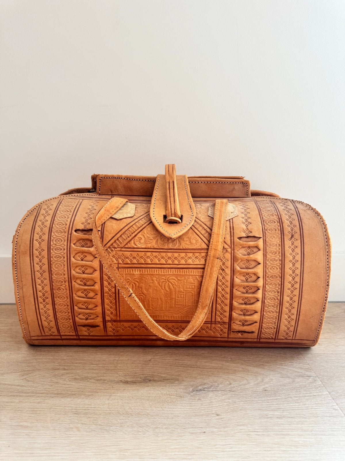 Vintage Kamelen Leren Tas uit Egypte - Uniek Handwerk, Ophalen, 40 tot 60 cm, Gebruikt, 20 tot 30 cm