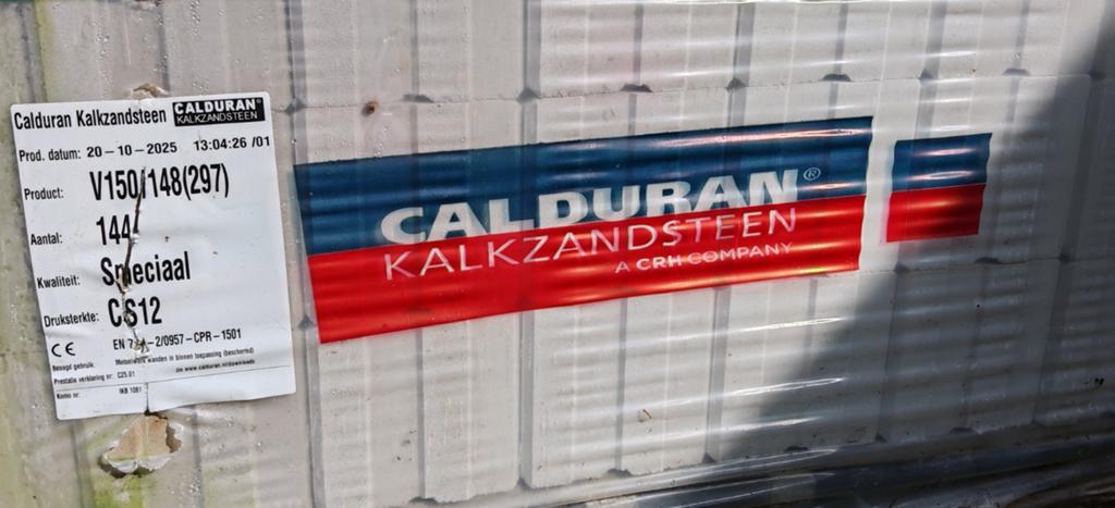 Calduran Kalkzandsteen Vellingblokken V150/148(297) 144st, Ophalen, Kalkzandstenen