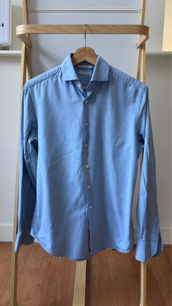 Suitsupply Egyptian Cotton Tessitura Monti Blue Shirt Maat, Halswijdte 38 (S) of kleiner, Zo goed als nieuw, Suitsupply, Verzenden