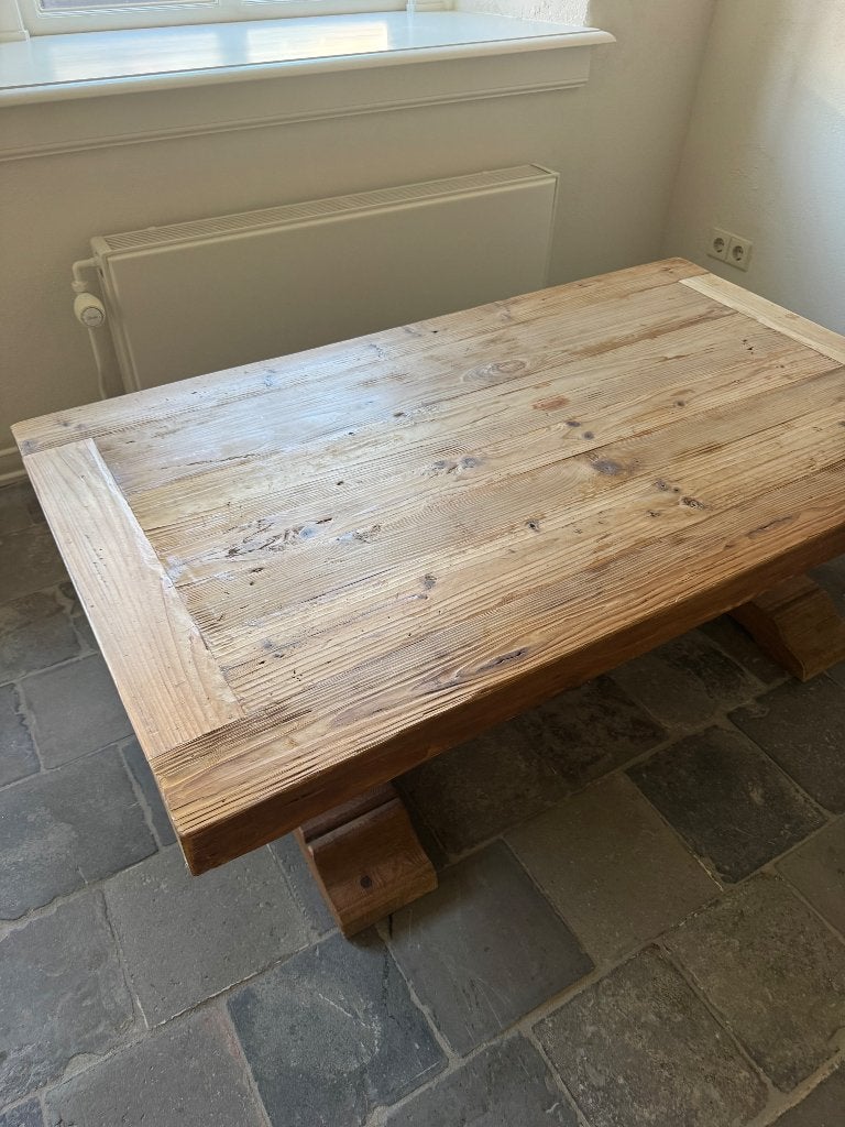 Klooster salontafel!, Ophalen, Gebruikt, 100 tot 150 cm, Teakhout