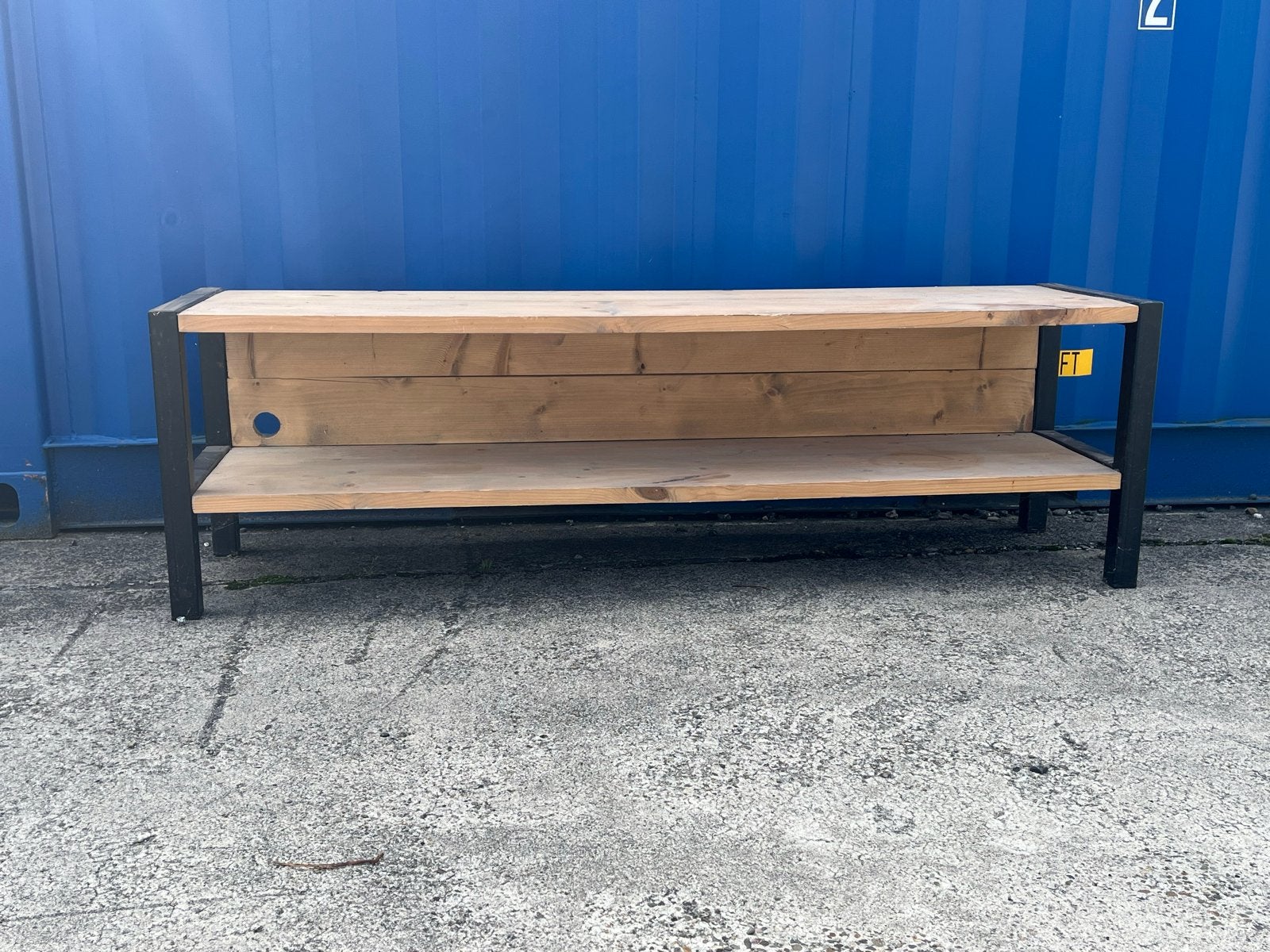 Robuust TV-meubel/dressoir van hout en metaal, Huis en Inrichting, Ophalen, Gebruikt, 100 tot 150 cm, Minder dan 100 cm