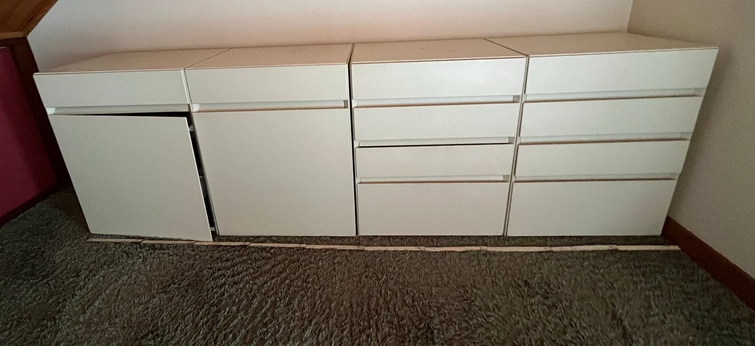 Witte kast met lades en deuren, 2 meter breed, Ophalen, Gebruikt, 200 cm of meer, Met lade(s)