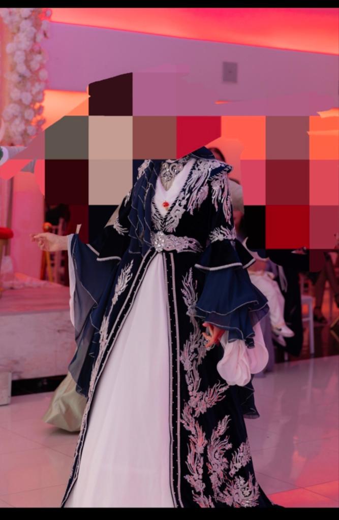 Blauwe bindalli/ Kaftan, Kleding | Dames, Gelegenheidskleding, Maat 38/40 (M), Galajurk, Blauw, Ophalen of Verzenden
