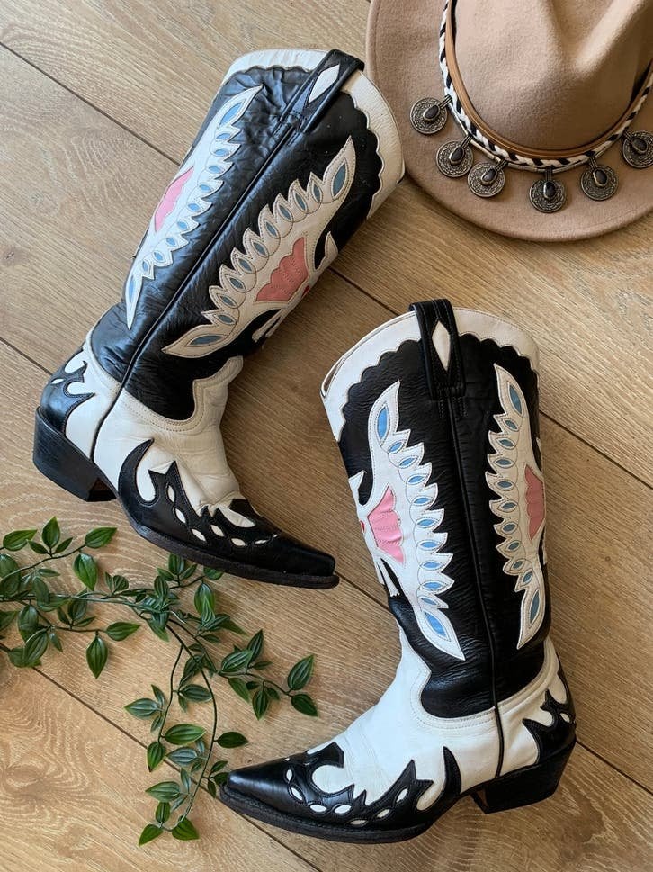 Buffalo hoge cowboylaarzen 37 western boots bohemian laarzen, Kleding | Dames, Schoenen, Hoge laarzen, -, Zwart, -