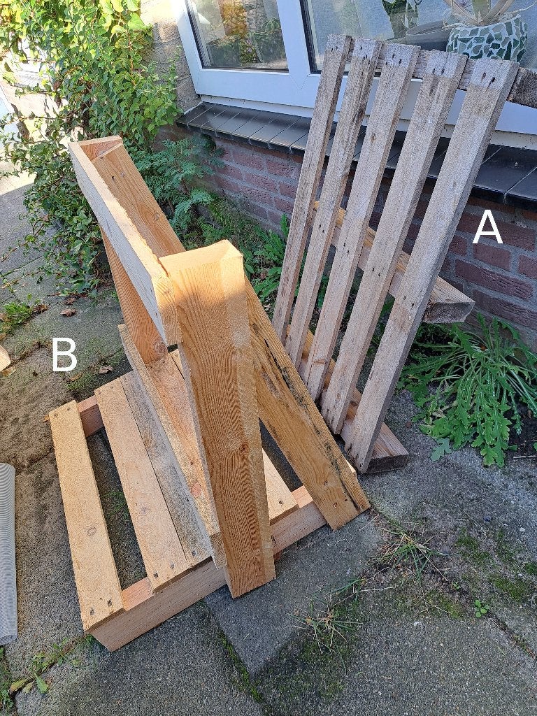 2 x Houten Pallet, Ophalen, Gebruikt, Minder dan 25 mm, Pallet