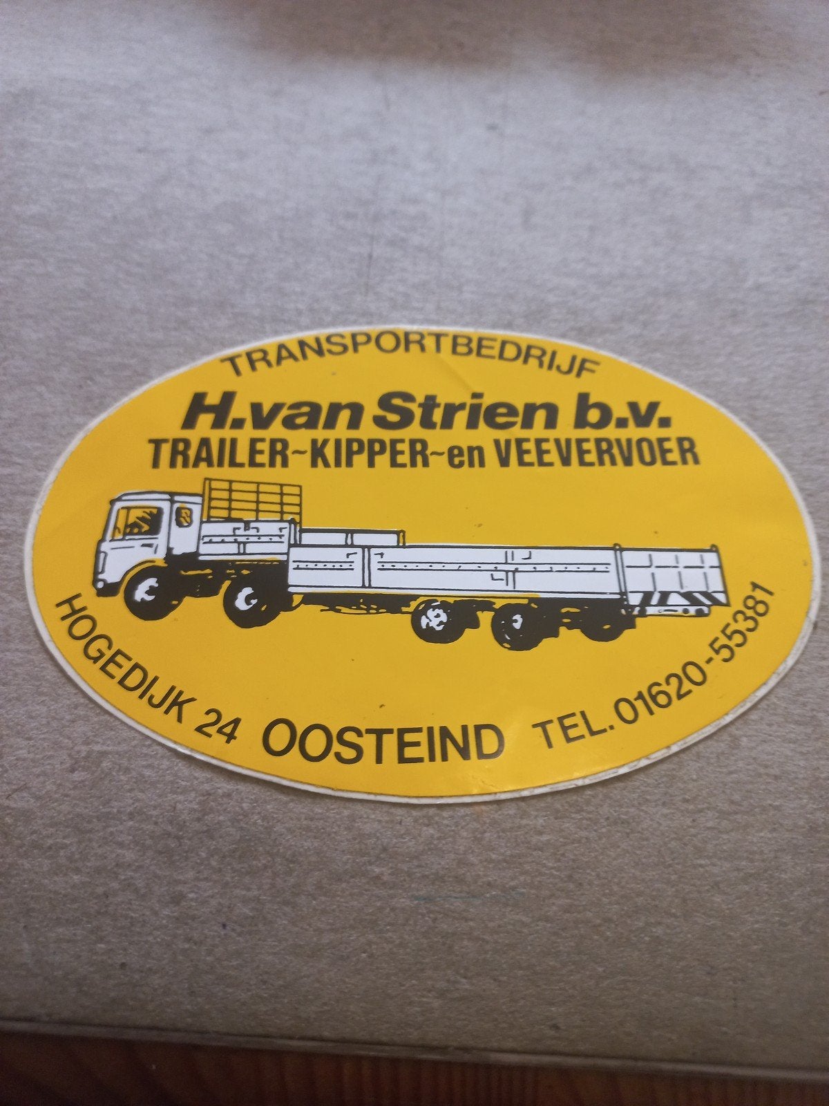Vintage Reclame Sticker Transportbedrijf H. van Strien, Ophalen of Verzenden