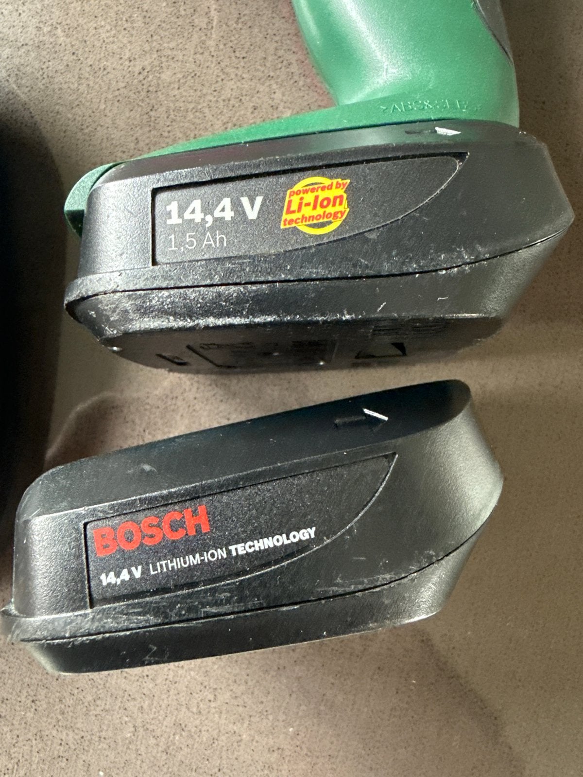 Bosch PSR 14,4 volt 1,5 Ah LI-2x + lader zonder boor, Ophalen, Gebruikt, Variabele snelheid, Boor- en Schroefmachine