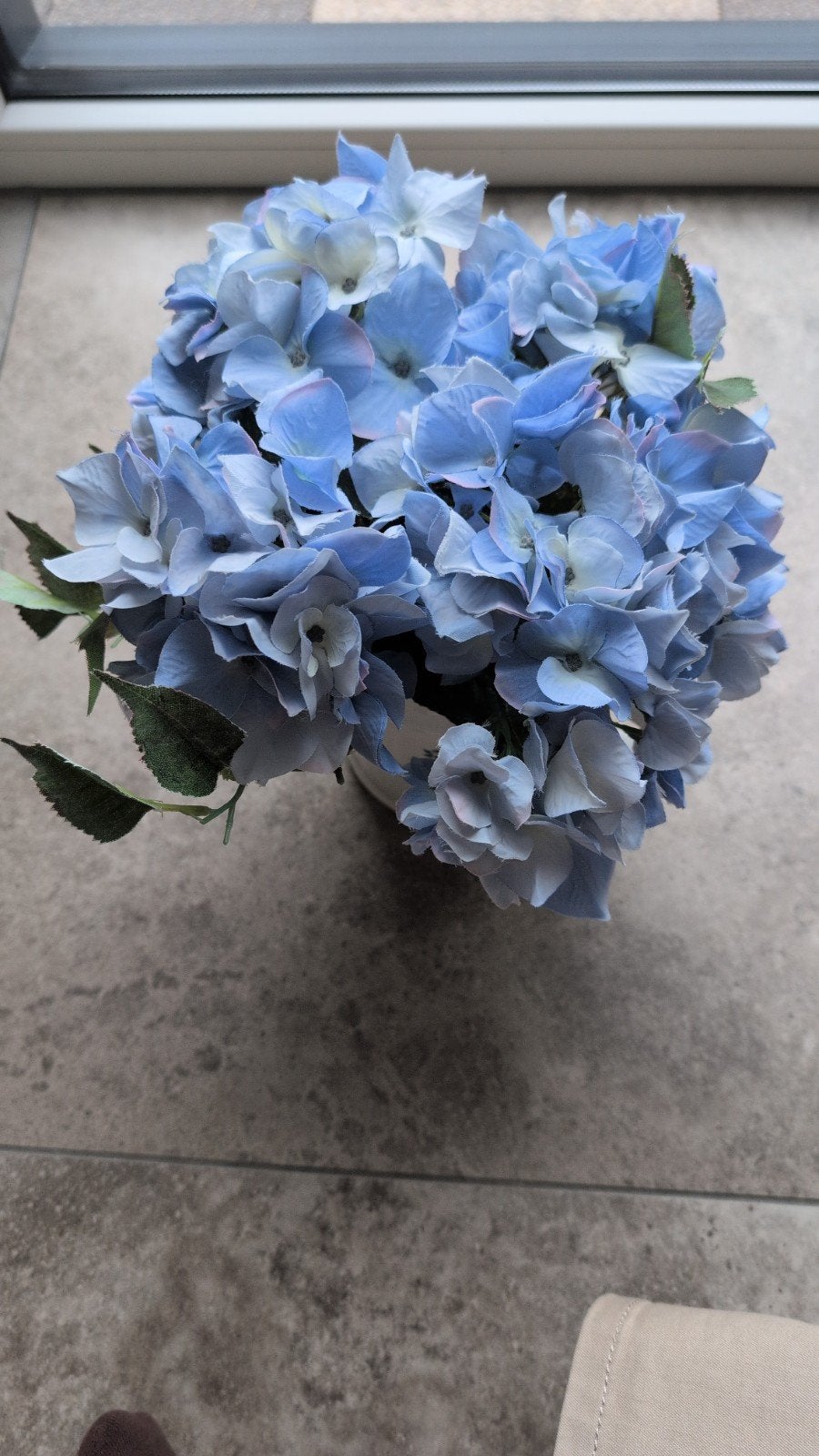 Kunstboeket blauwe hortensia, Huis en Inrichting, Binnen, Ophalen of Verzenden, Zo goed als nieuw, Blauw
