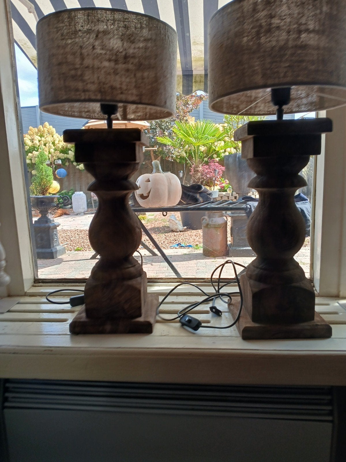 2   super mooie balustrade lampen, Ophalen of Verzenden, Zo goed als nieuw, Hout, Bruin