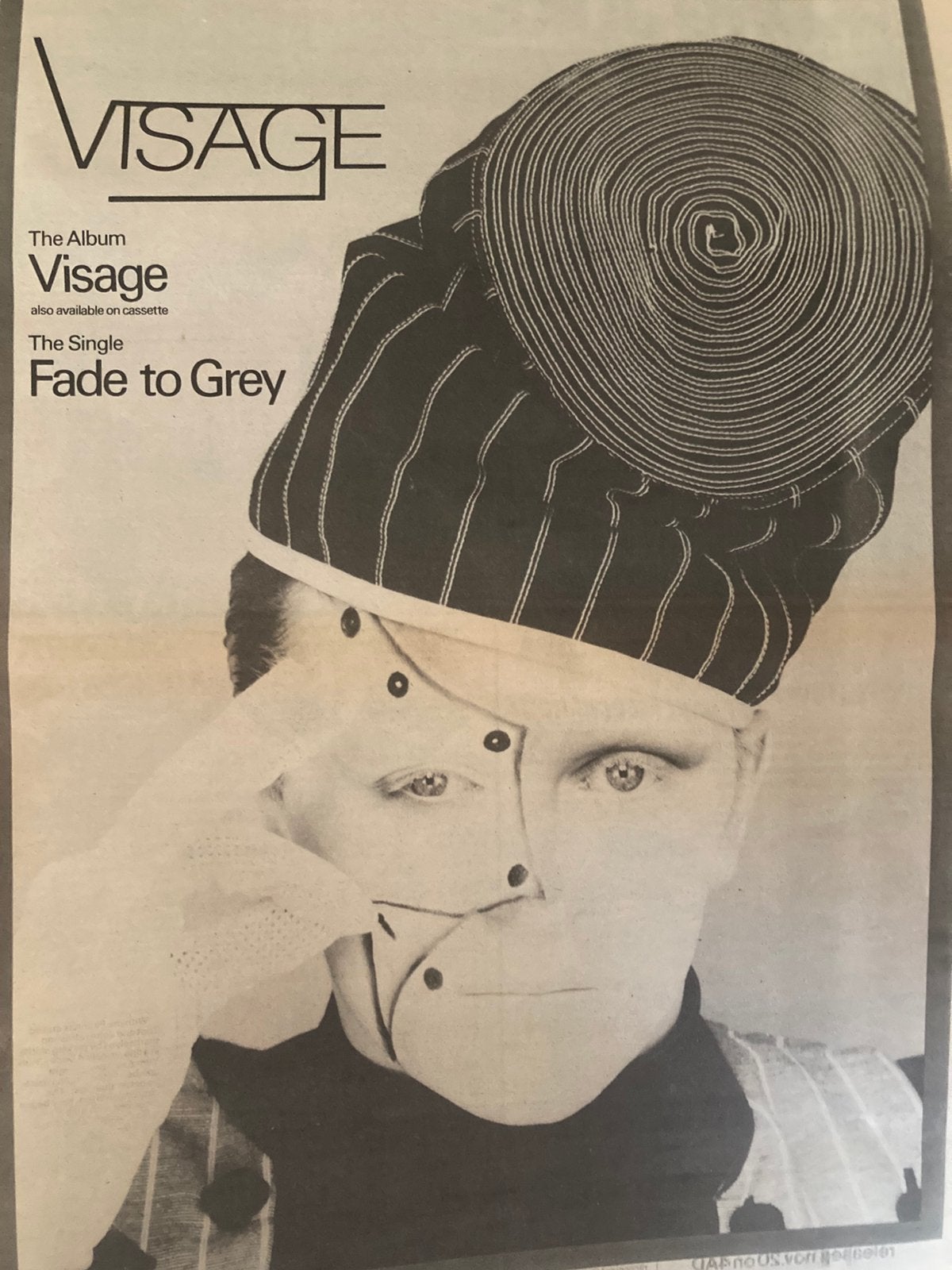 VISAGE Fade to Grey A3 advertentie, Ophalen of Verzenden, Zo goed als nieuw