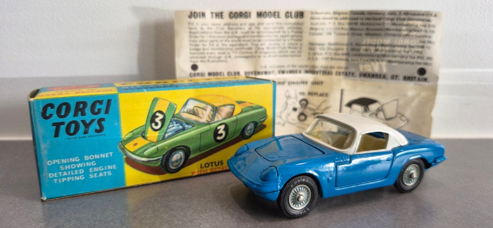 Corgi Toys nummer 319 Lotus Elan Coupé, Hobby en Vrije tijd, Ophalen of Verzenden, Auto, Corgi
