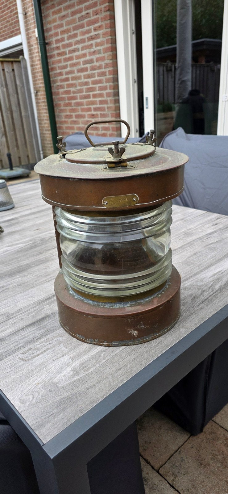 Originele oude scheeps-/navigatielantaarn in zware koper/mes, Ophalen of Verzenden, Gebruikt, Motorboot of Zeilboot