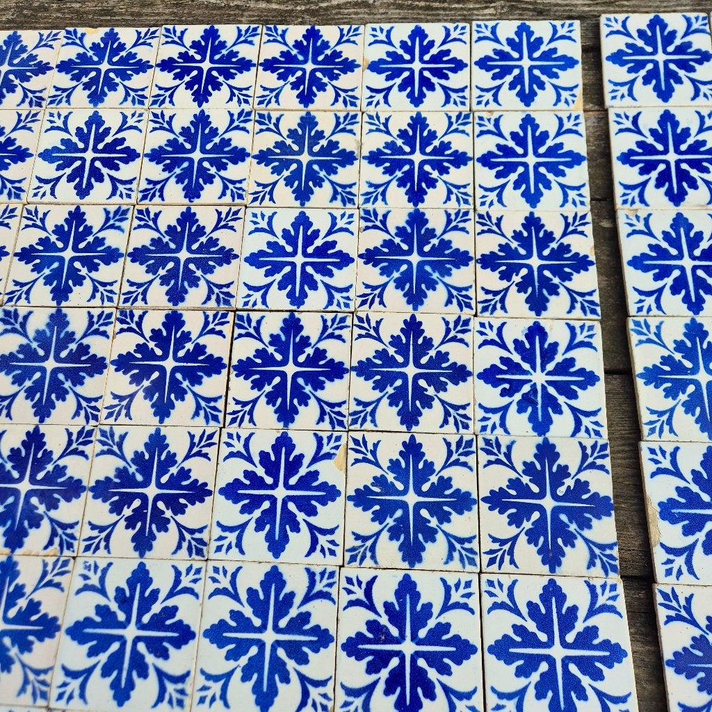 Set van 56 antieke wandtegels 13x13 cm blauw wit, Antiek en Kunst, Antiek | Wandborden en Tegels, Ophalen