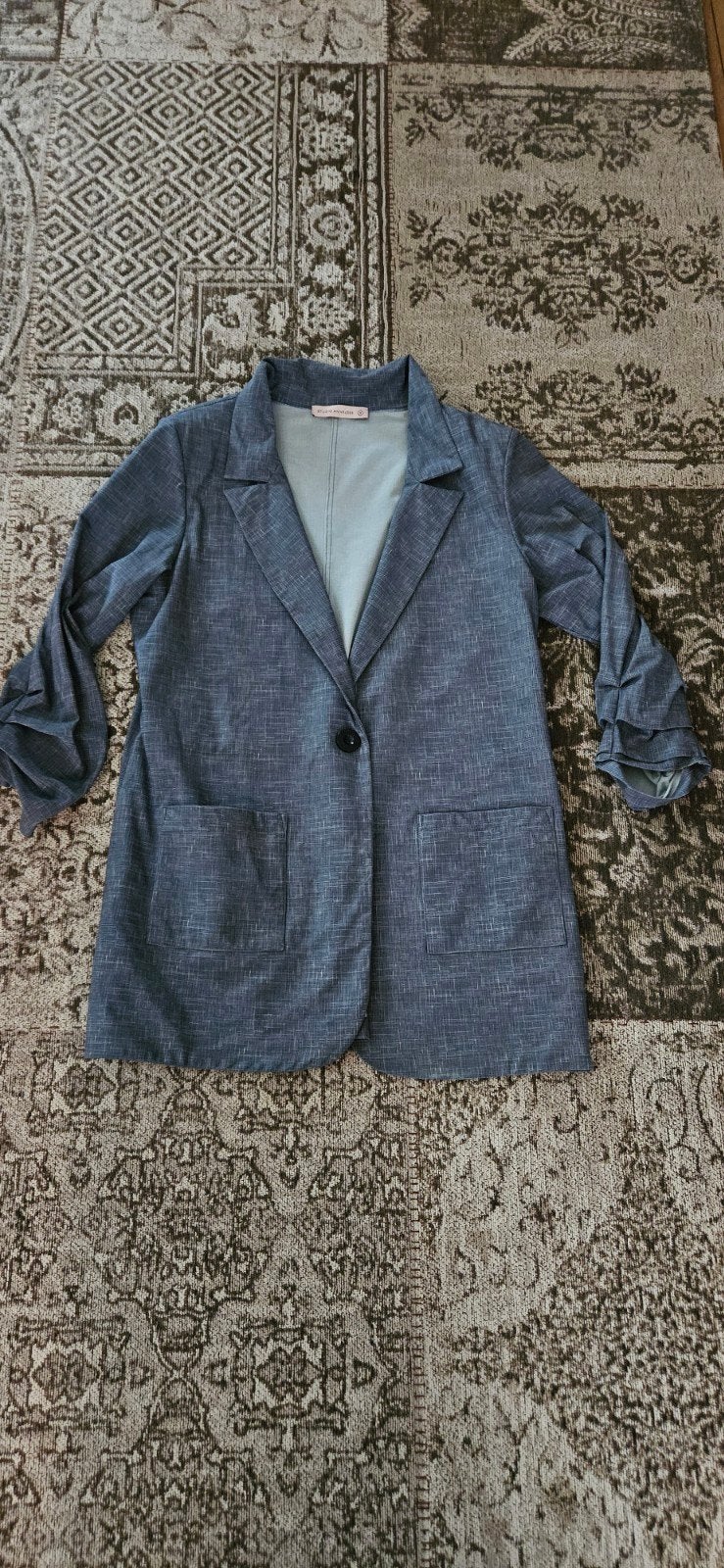 Travelstof blazer Studio Anneloes M, denim look, Maat 38/40 (M), Studio Anneloes, Blauw, Ophalen of Verzenden