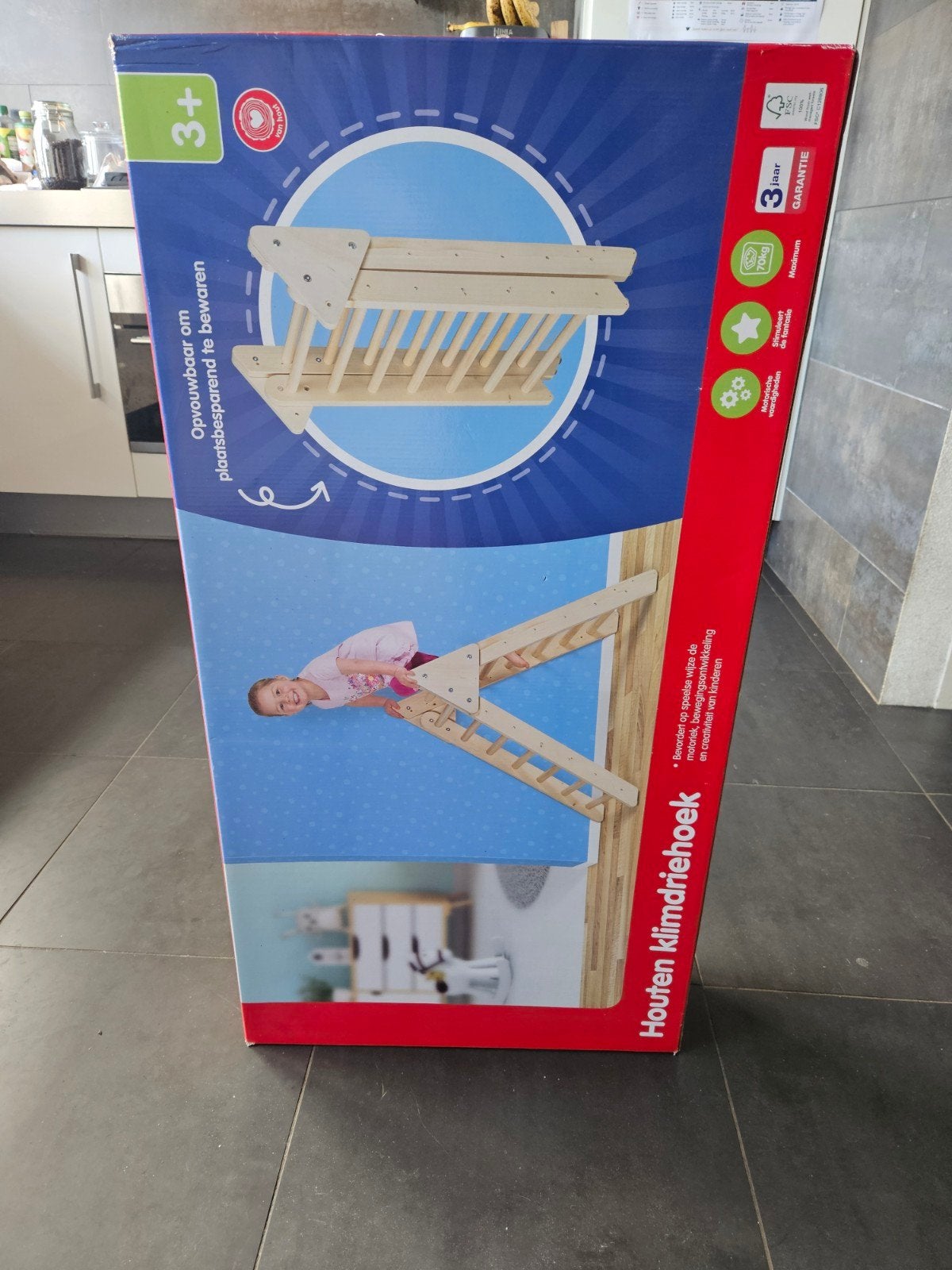 NIEUW in doos! Houten Klimdriehoek / Pikler Driehoek (Opvouw, Ophalen, Nieuw