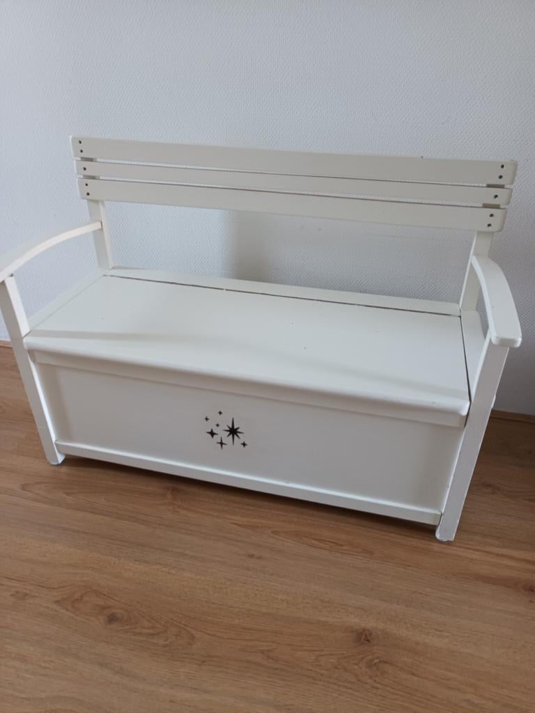 Kinder opberg bankje - Wit met sterren (81x35x59cm), Ophalen of Verzenden, Overige typen