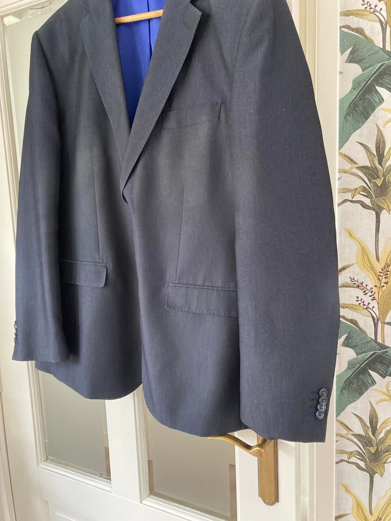 Donkerblauw pak 56 of 58 gereserveerd, Kleding | Heren, Kostuums en Colberts, Ophalen of Verzenden, Zo goed als nieuw, Maat 56/58 (XL)