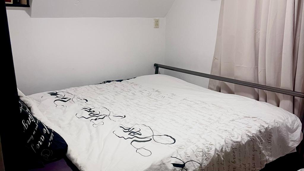 Tweepersoonsbed met metalen frame, Gebruikt, Zwart, Tweepersoons, 200 cm