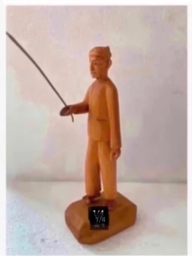 Houten Indonesische Visser, handwerk, 15,5 cm, Antiek en Kunst, Ophalen of Verzenden
