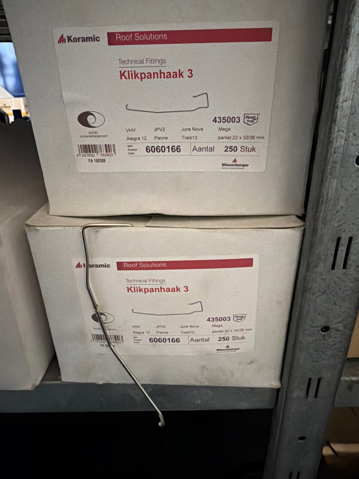 Koramic Klikpanhaak 3 - 500 stuks (2x 250), Ophalen, Nieuw, Overige materialen, Overige typen