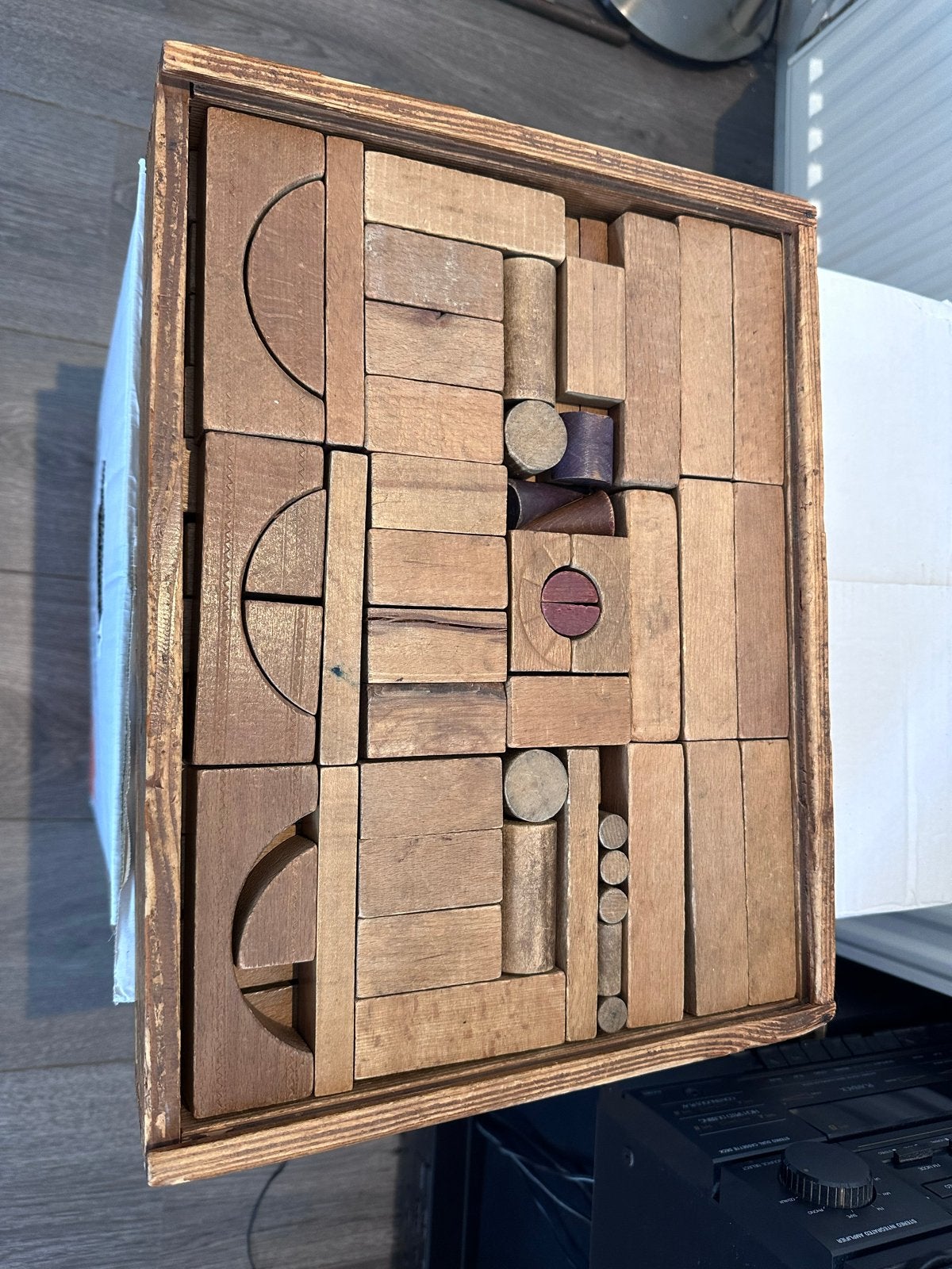 Vintage Houten Bouwblokken Set in Kist, Kinderen en Baby's, Ophalen of Verzenden, Gebruikt, Overige typen