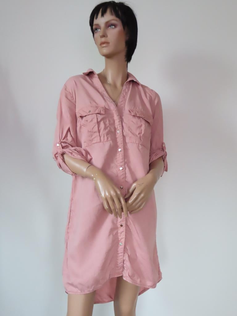 KOCCA Geweldig Zalmroze Blouse Jurk van Lyocell L-XL, Kleding | Dames, Jurken, Maat 42/44 (L), Kocca, Ophalen of Verzenden, Zo goed als nieuw
