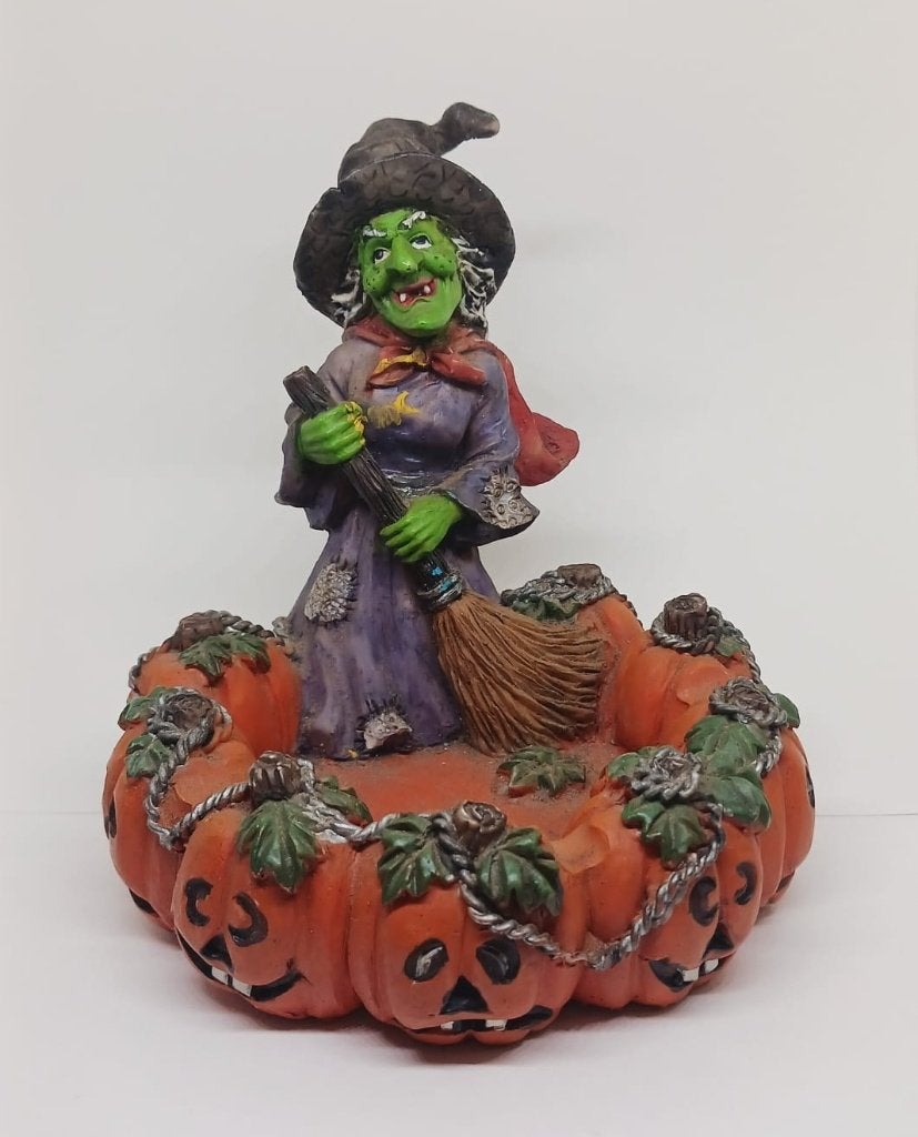 Halloween Heksen asbak met pompoenen rand, Ophalen of Verzenden, Zo goed als nieuw, Feestartikel, Halloween of Griezel
