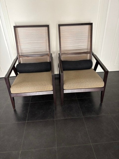 2x Pierantonio Bonacina Astoria HB – designstoelen, Ophalen, Gebruikt, Twee, Bruin