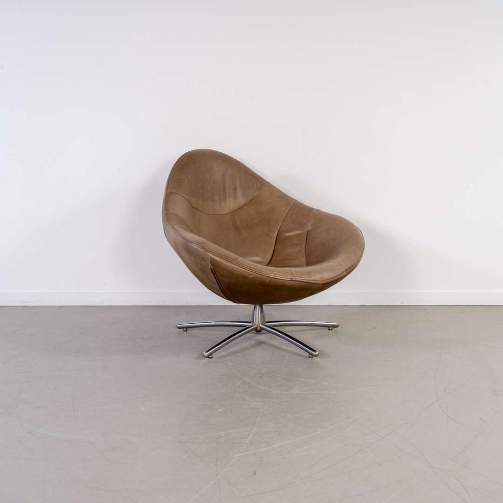 1x Label Hidde Fauteuil Bruin Leer - Chroom