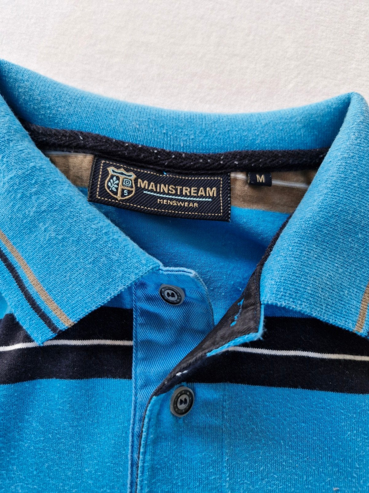 Mainstream heren poloshirt - gestreept - maat M, Kleding | Heren, Gedragen, Maat 48/50 (M), Blauw, Mainstream