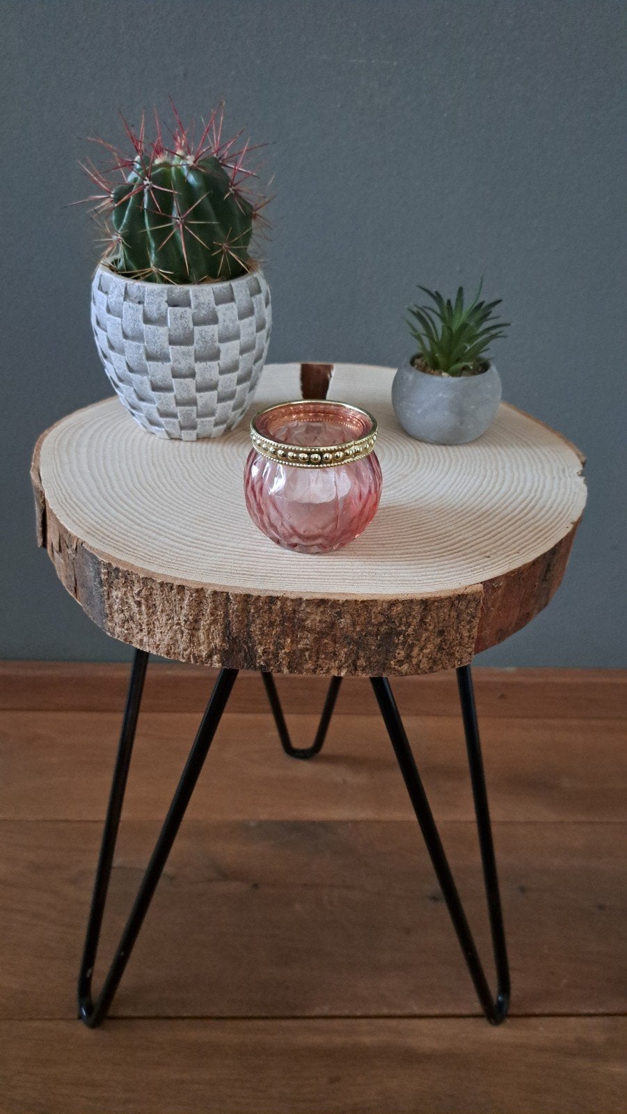 5 x BOOMSCHIJF 35 CM SALONTAFEL PLANTENTAFEL STAPTEGELS HOUT, Ophalen of Verzenden