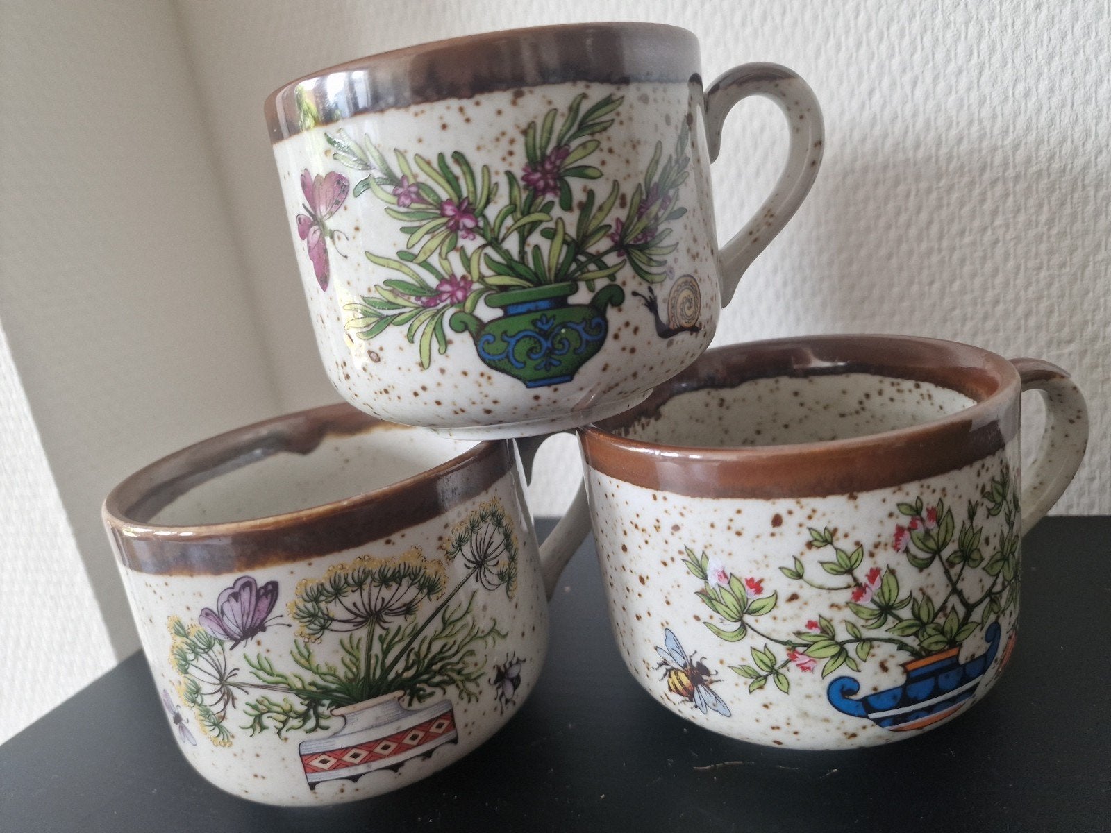 Prachtige vintage soepkommen / mokken "Wildflower" (jaren 70, Ophalen of Verzenden