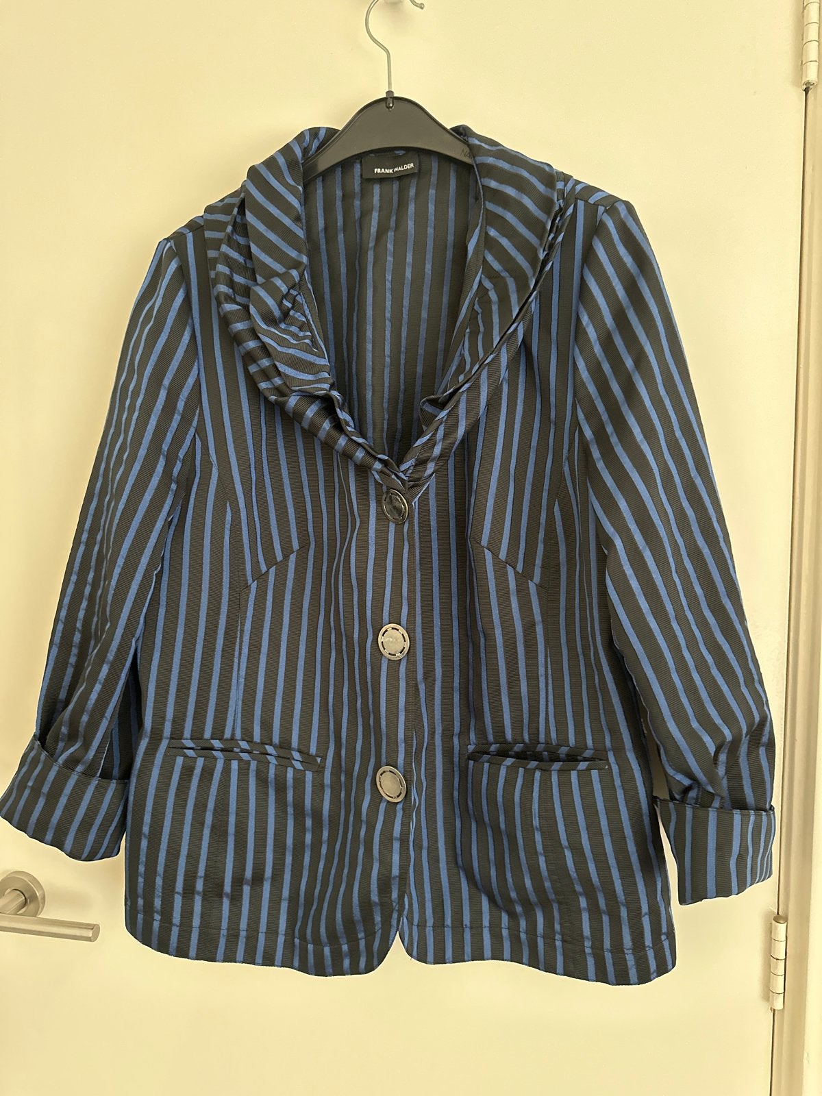 Frank Walder gestreept jasje - Zwart/Blauw mast 46, Zwart, Maat 46/48 (XL) of groter, Ophalen of Verzenden, Jasje