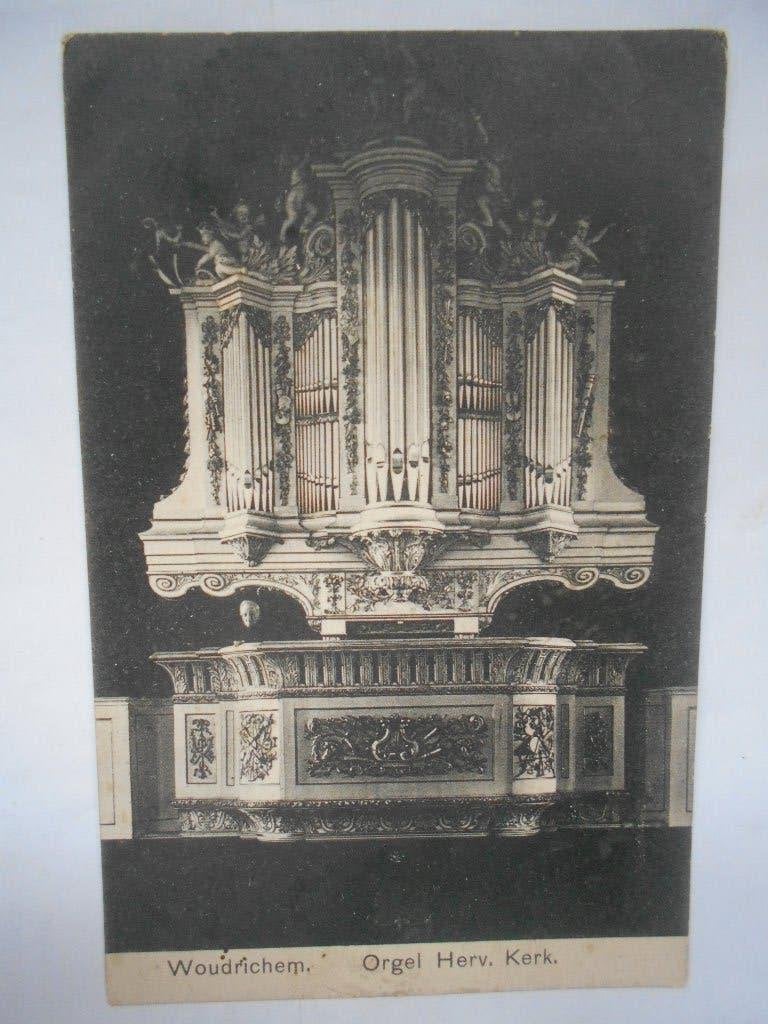 Woudrichem Orgel Hervormde Kerk - Oude Ansichtkaart uit 1910, Ophalen of Verzenden, Voor 1920, Gelopen, Muziek