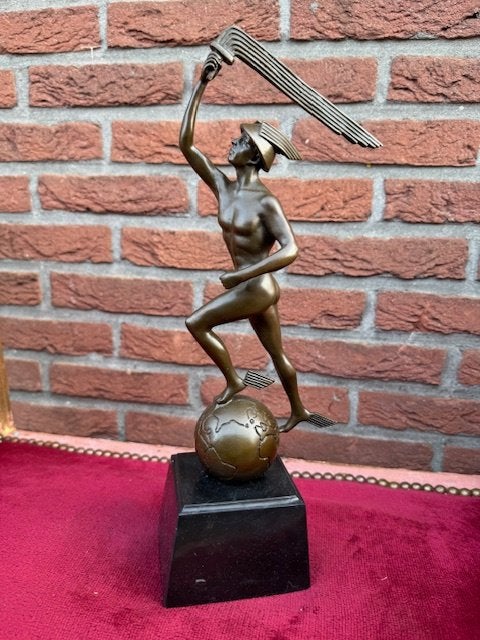 bijzonder bronzen beeld van Mercurius/ Hermes, Antiek en Kunst, Ophalen of Verzenden, Brons