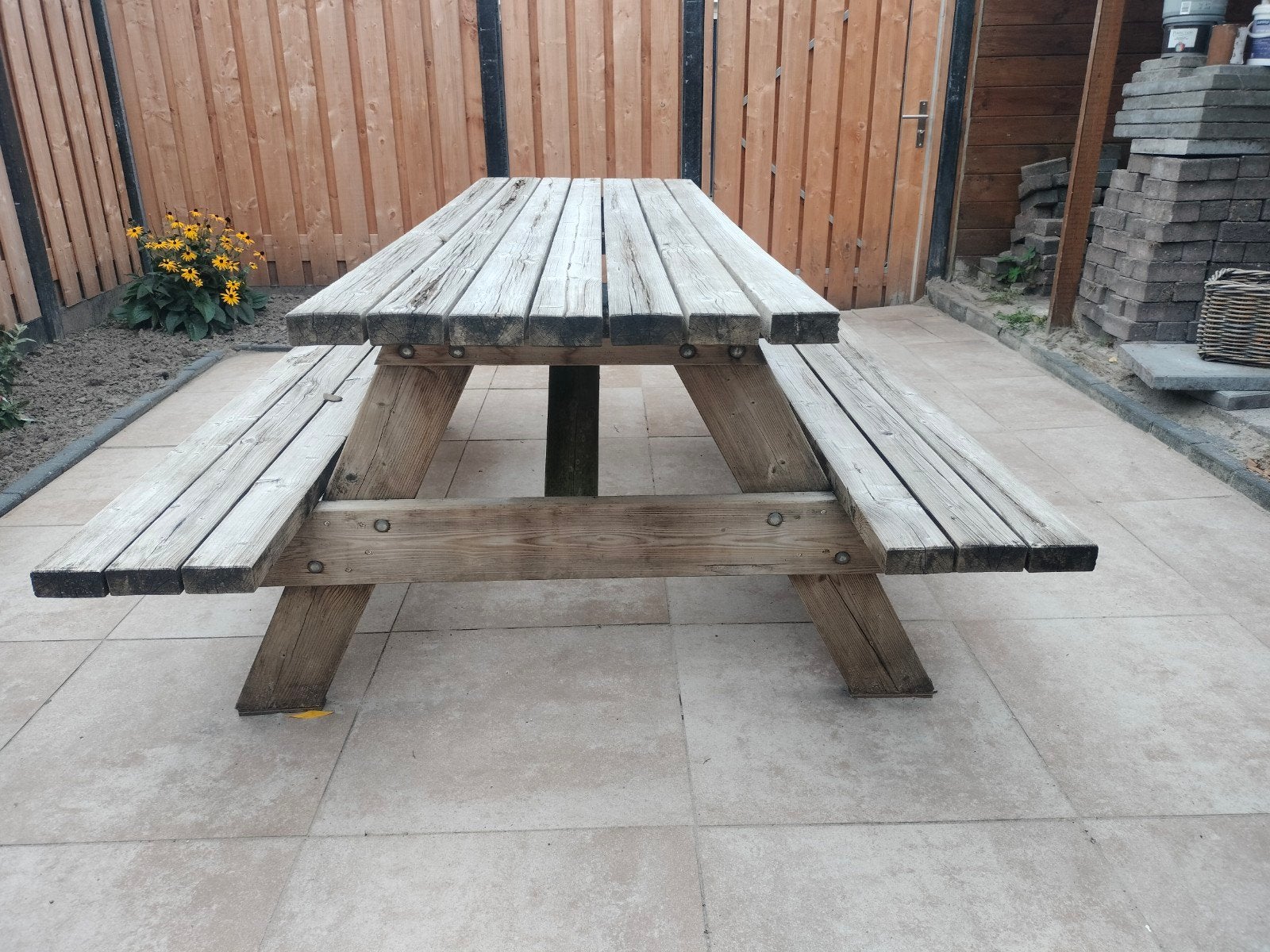 picknick tafel, Ophalen of Verzenden, Gebruikt, Rechthoekig, Hout