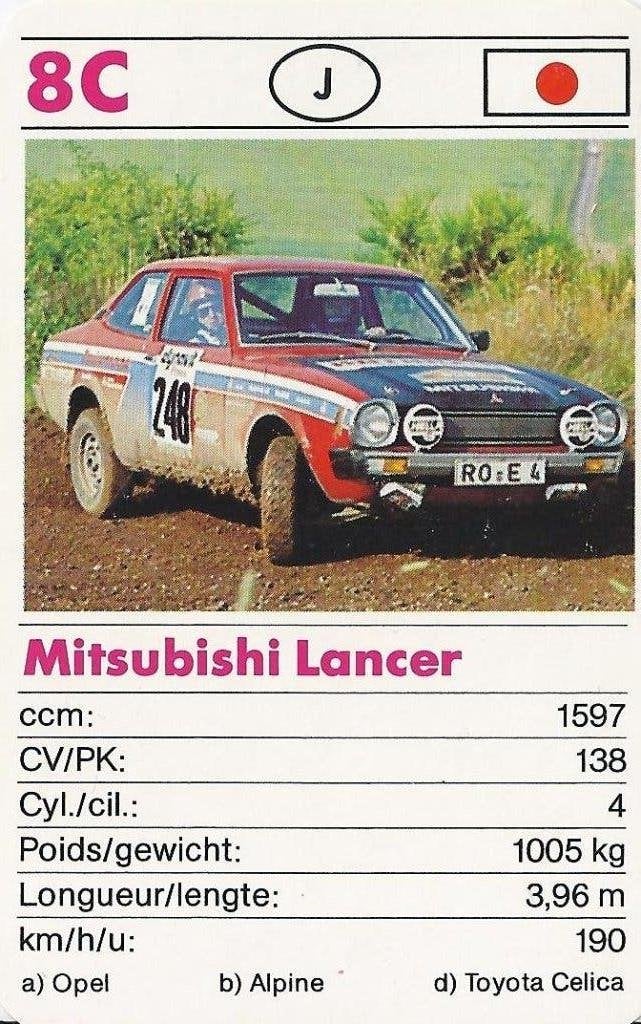 w2886 autokaartje 8c mitsubishi lancer, Ophalen of Verzenden, Zo goed als nieuw, Auto's